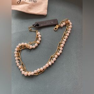 J Crew pearl and paper clip chain link necklace